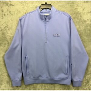 Donald Ross Men's Performance Pullover Golf Sweater Sz L Blue Striped 1/4 Zip‎